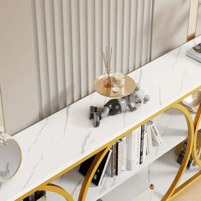 70.8" Gold Console Table, 3 Tier Entryway Table, Hallway Table - Image 3