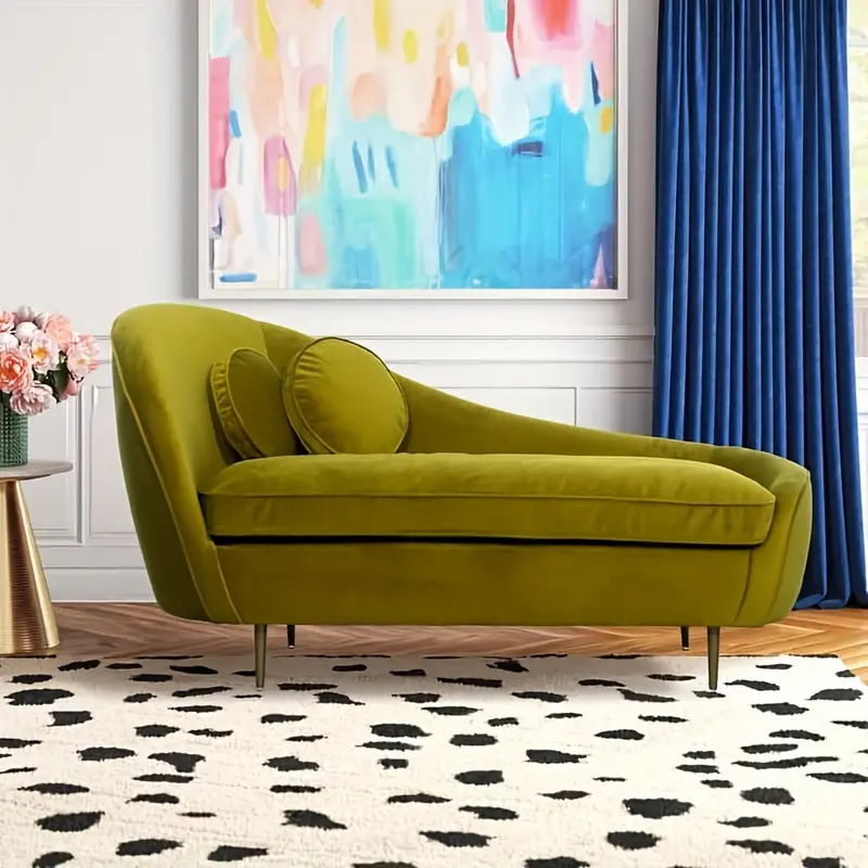 62'' 2 Seater Sofa Upholstered Olive Velvet 2 Seater Sofa Couch Settee Loveseat Living Room - Image 4